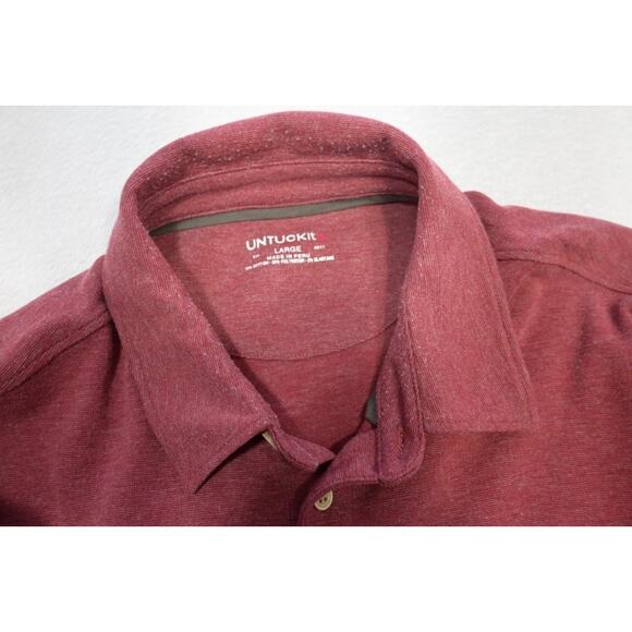 Untuckit Golf Polo Performance Long Sleeve Dark Red Shirt Mens Size Large - Picture 8 of 10